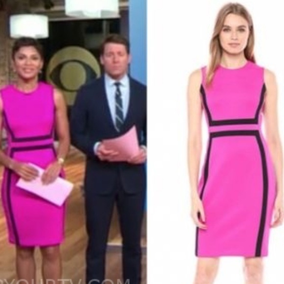 Calvin Klein color block pink black sheath dress size 10new office party - Picture 10 of 10